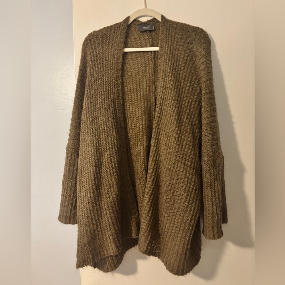 Wooden Ships Olive Mohair-Blend Cardigan, Size XS